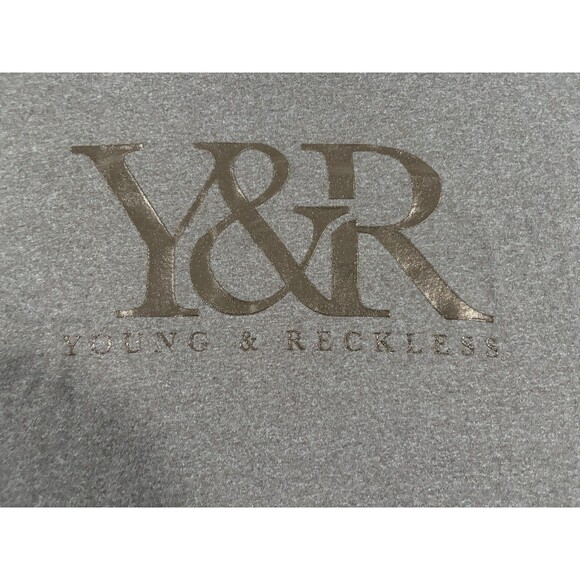 Young & Reckless Mens Gray Short Sleeve Crew T-shirt Tee Logo Poly Cotton Sz L - Picture 3 of 10